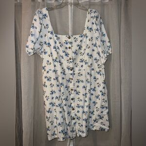 White Floral Dress w/ Puffy Sleeves from Old Navy